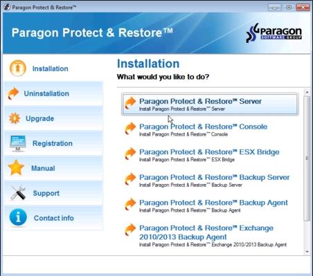 Paragon Protect & Restore Fiziksel Server 1 Kullanıcı